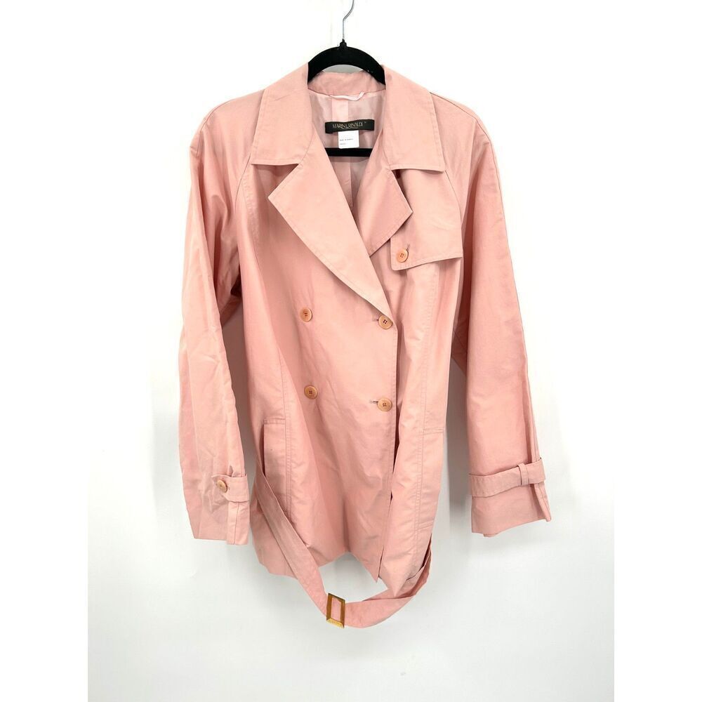 MARINA RINALDI Light Pink Double Breasted Lightweight Outdoor Pea Coat Size 12